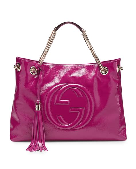 gucci soho patent leather shoulder bag fuchsia|Gucci Soho Patent Bags & Handbags for Women for sale .